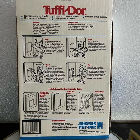 Johnson Tuffi-Dor Small Pets Door for Cats & Dogs Wood Tone Pet-Dor Flap NIB - Picture 2 of 2